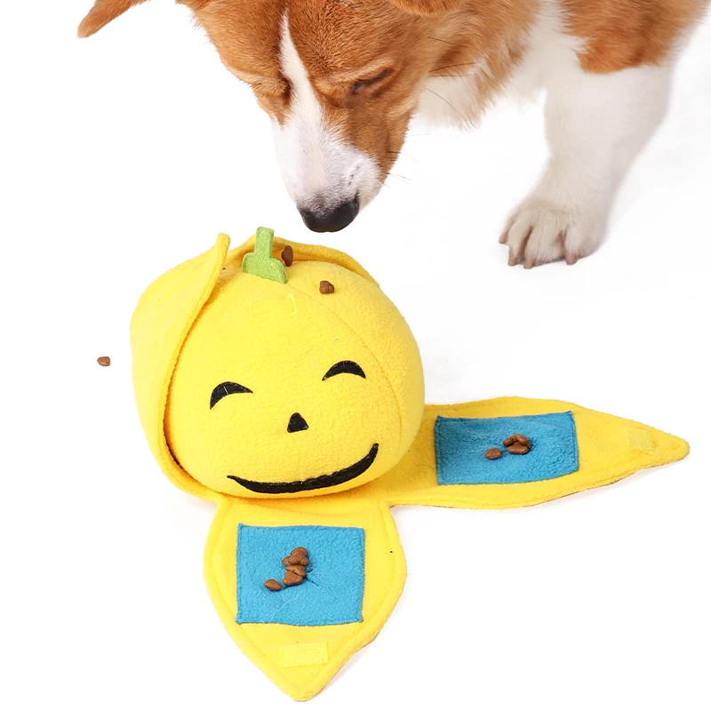 Lustige Plüsch-Kürbis-Form-Hundehund-Schnüffeln-Fütterungsmatte NoSeling Treat-Training-Langeweile Relief Hund Puzzlespielzeug