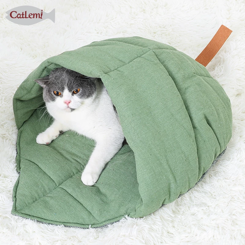 大自然的妈妈叶子抱抱创意秋冬猫窝 深度睡眠猫房子床垫宠物猫咪睡袋
