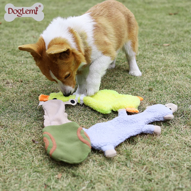 Kein Füllung quietschendes Plüsch-Hundespielzeug für aggressive Kauspieler strapazierfähiger Squeaker-Tier-Haustierspielzeug für kleine Dedium große Hunde
