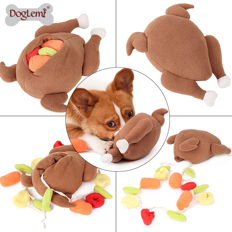 Roasted Turkey Design Pet Snuffle Toys IQ Training Fry Chicken Dog Plush Toys