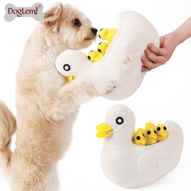 Squeaky Plush Dog Toy Duck's Family Interactive Hide and Seek Activity Tug of War Puzzle Toy for Pet