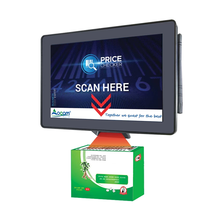 China (OCPC-001-W) 10,1 inch Windows-systeem pos touch screen prijs checker met 2D barcode scanner fabrikant