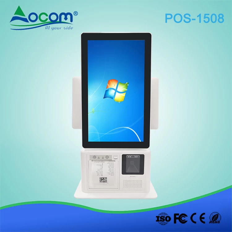 POS-1508 Kiosks fast food ordering machine 15.8 inch builtin scanner printer windows pos systems