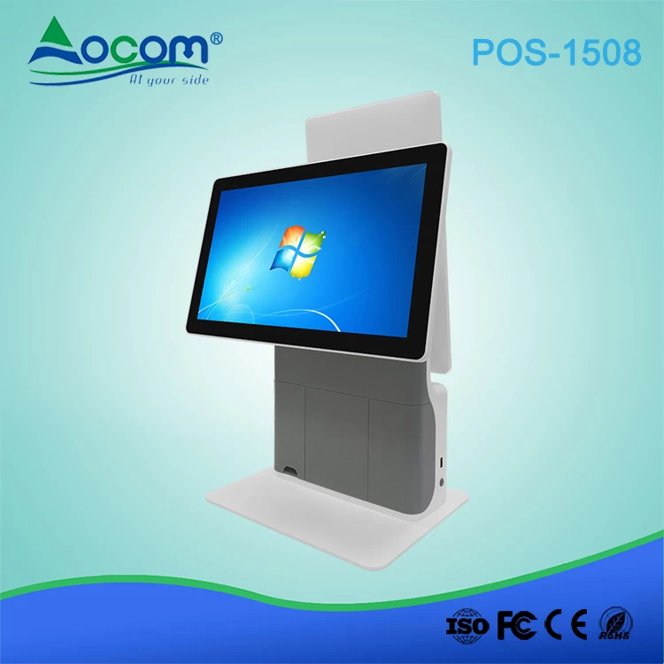 POS-1508 Kiosks fast food ordering machine 15.8 inch builtin scanner printer windows pos systems