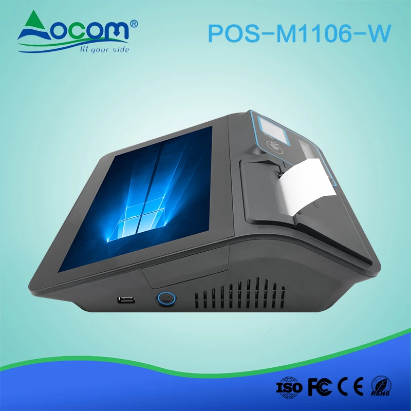 (POS-M1106-W) 11.6 Inch Windows Touch Screen POS System with Printer, Scanner, Display, RFID and MSR