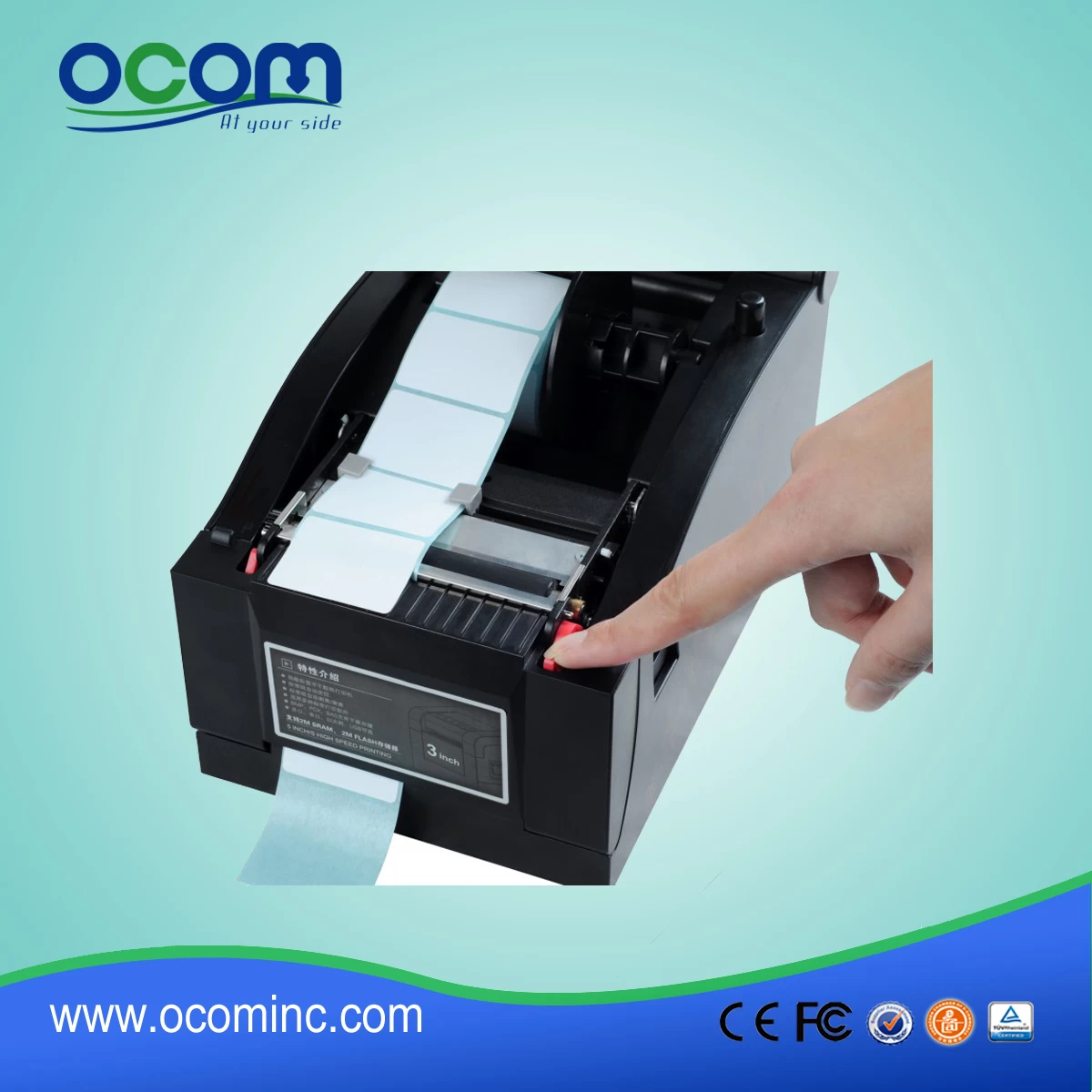 80mm Direct Thermal Barcode Label Printer, printed label (OCBP-005)
