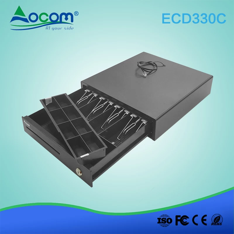 ECD330C Black Metal 4 Bills 8 Coins Cash Drawer For Pos System