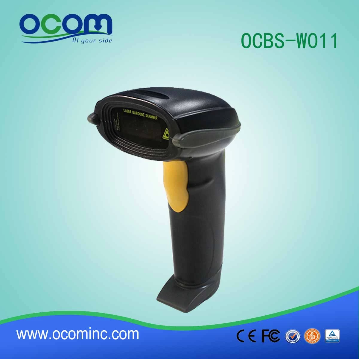 High scan rate usb RF433MHz Wireless Laser Barcode Scanner(OCBS-W011)