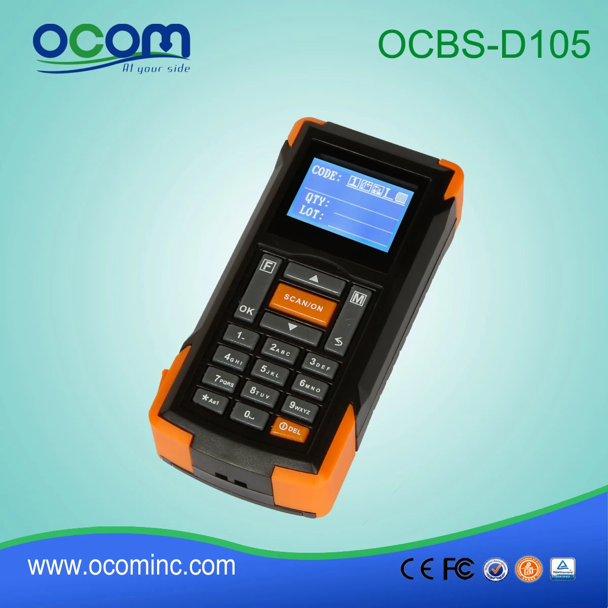 (OCBS-D105) Mini Bluetooth Wireless Barcode Scanner with screen and memory