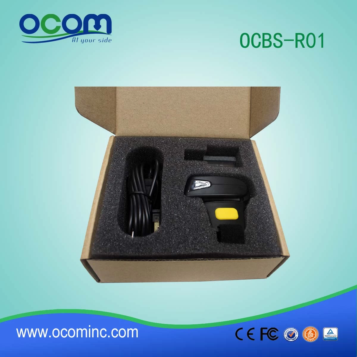 OCBS-R01 lowest price small and Wearable bluetooth barcode reader