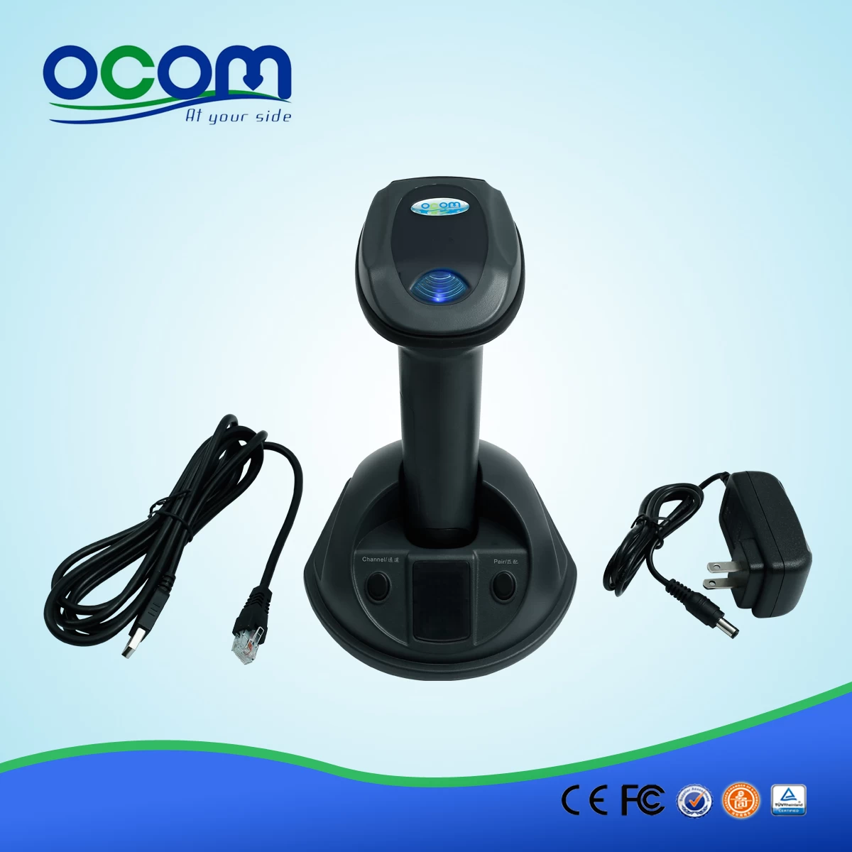 OCBS-W800 433MHz wireless portable barcode scanner with memory