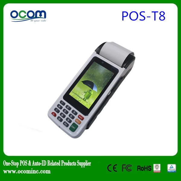 POS-T8 cheap android mobile wireless pos terminal with printer sim card