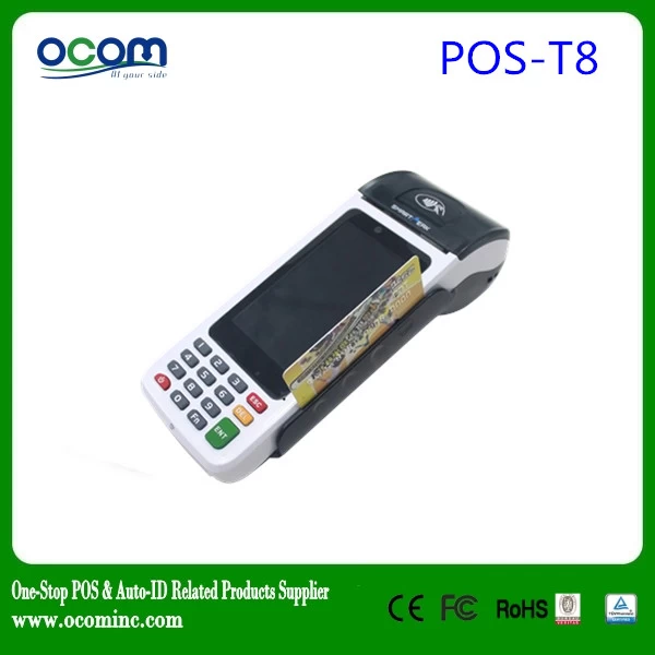 POS-T8 made in china EMV 3G android handheld pos device with printer MSR NFC