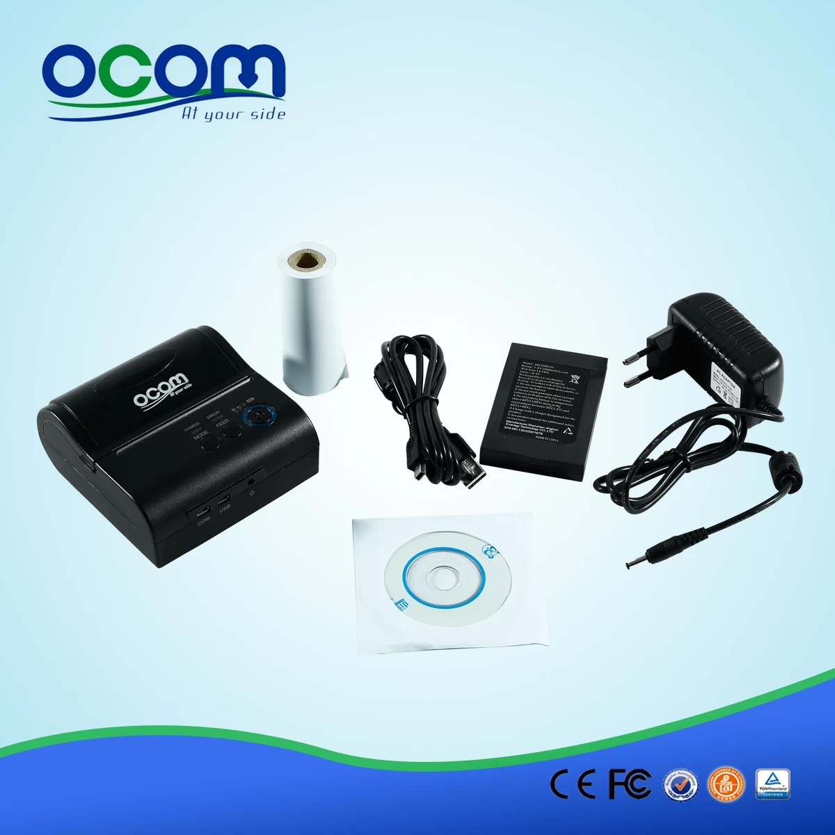Portable 80mm bluetooth thermal printer with battery