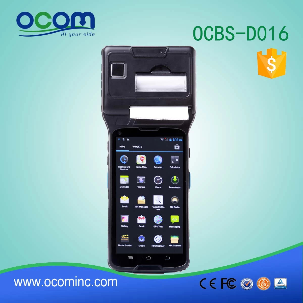 android handheld rugged pda with built-in printer (OCBS-D016)