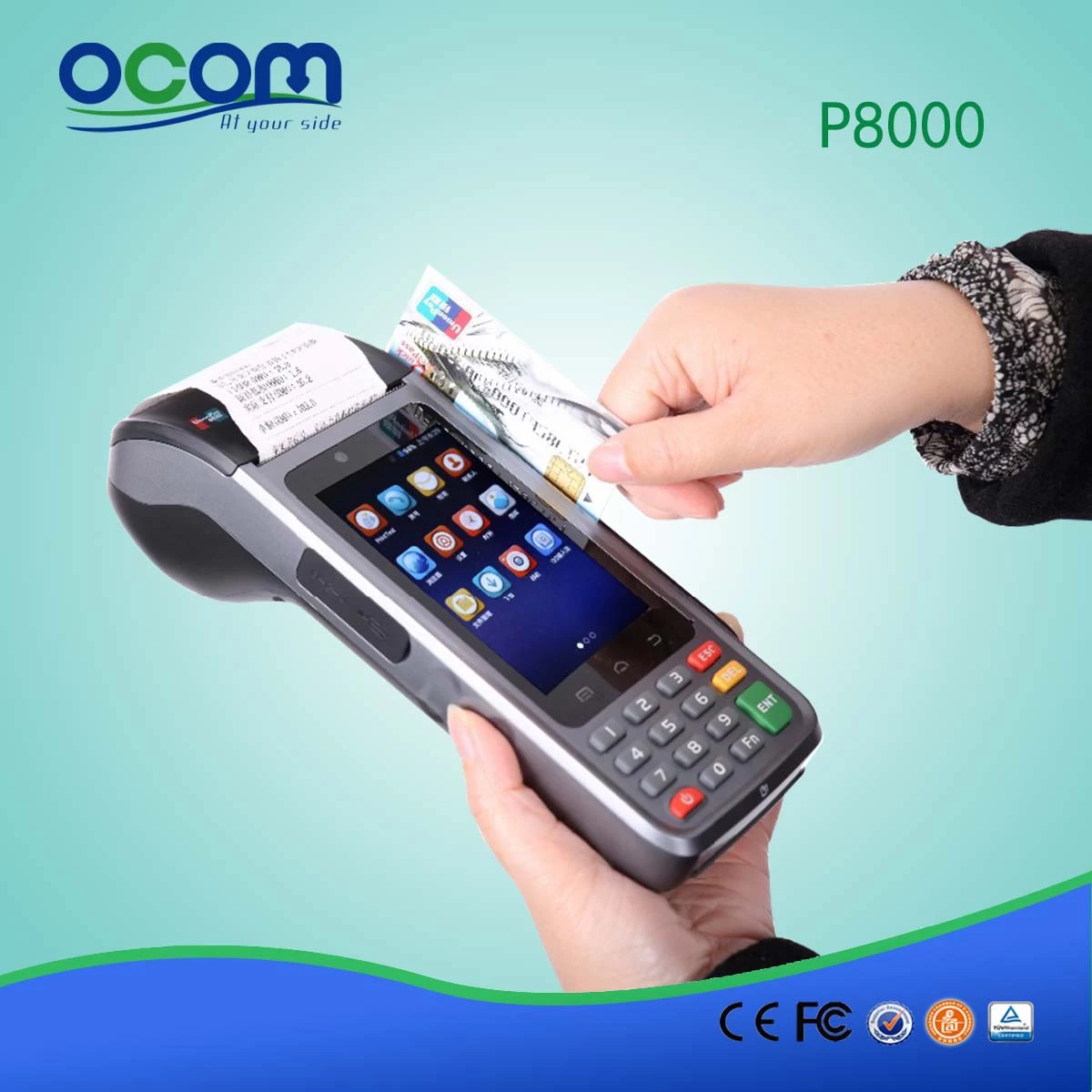 mobile touch screen wireless Android pos terminal price with sim card gprs (P8000)