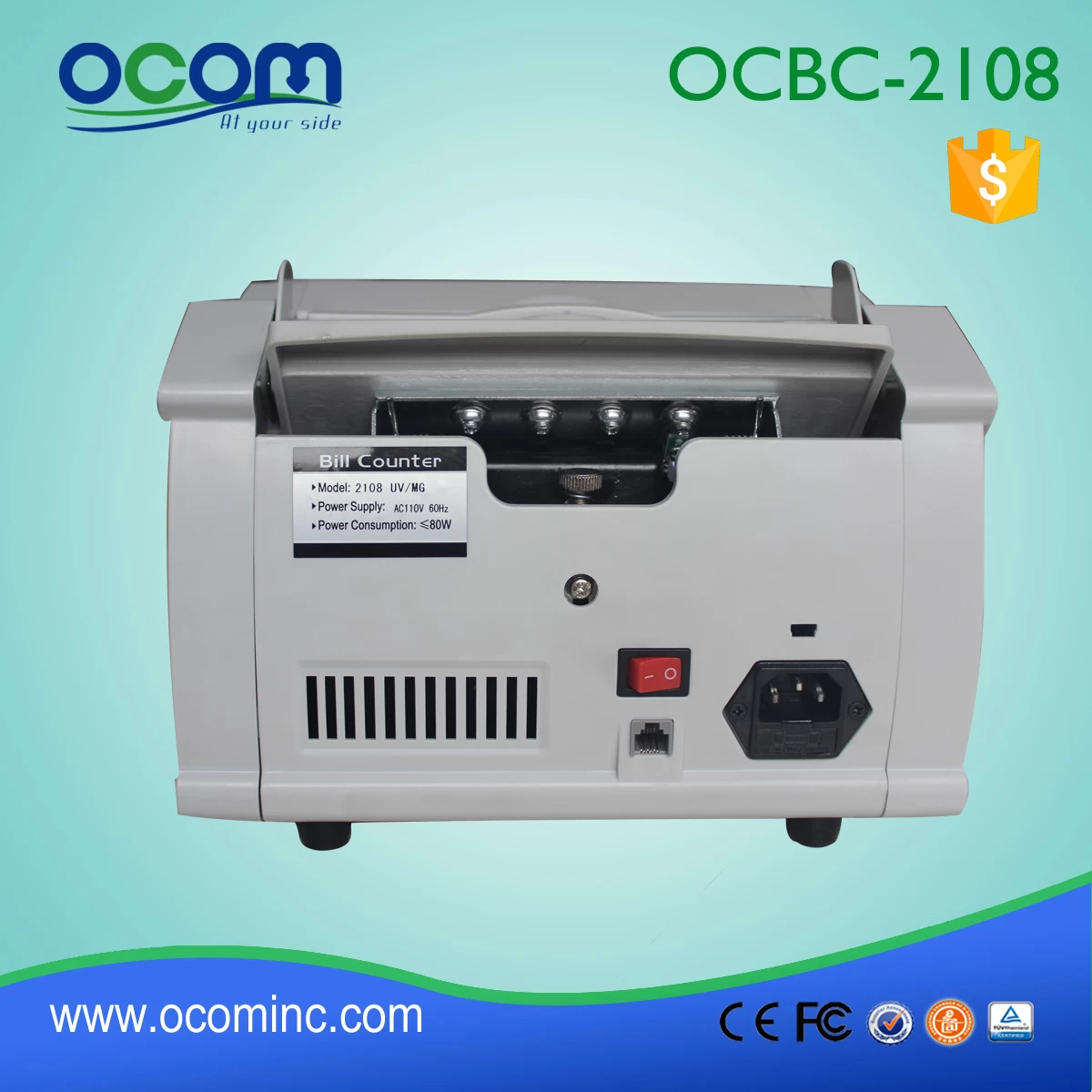 money banknote cash currency counter machine with fake detector (OCBC-2108)