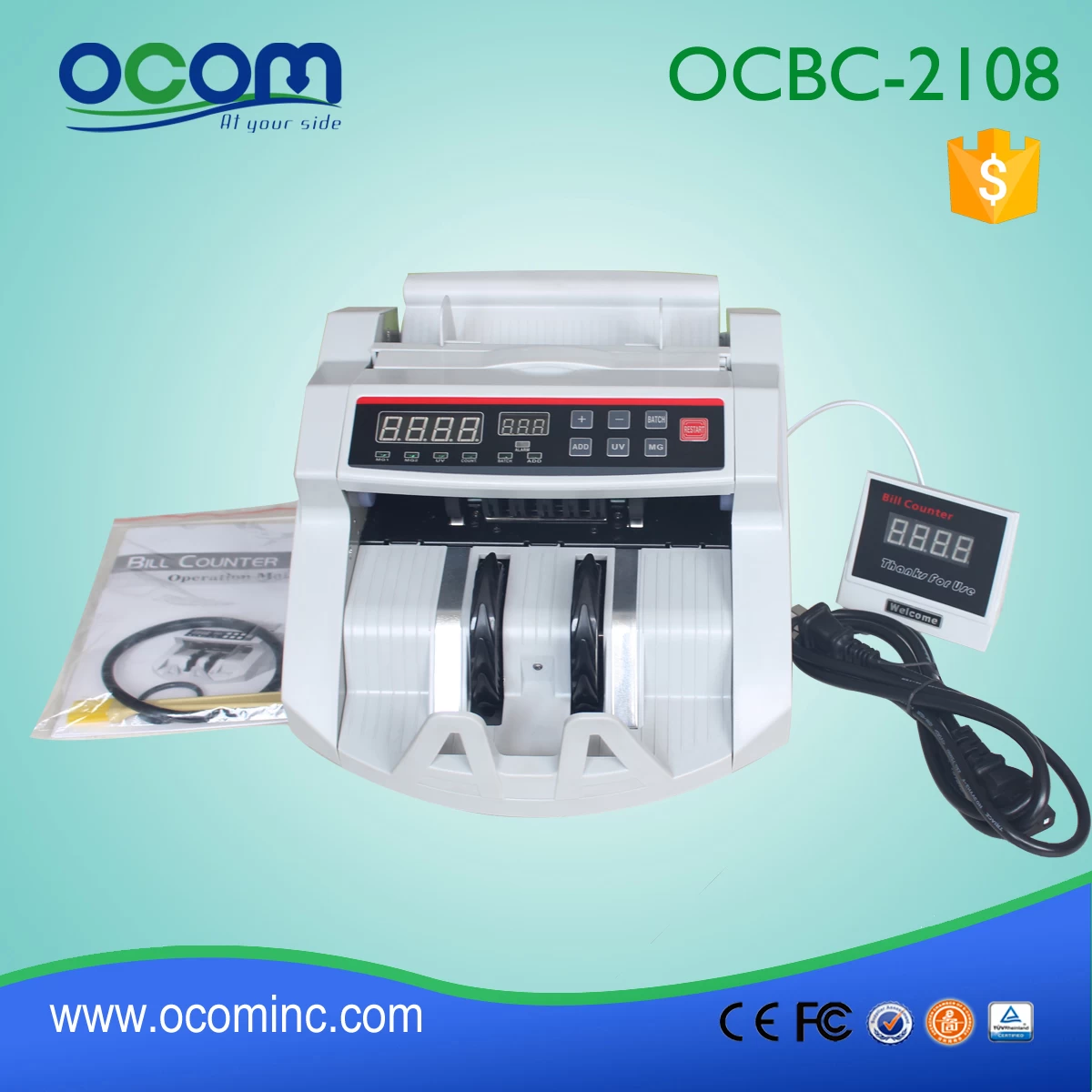 money banknote cash currency counter machine with fake detector (OCBC-2108)