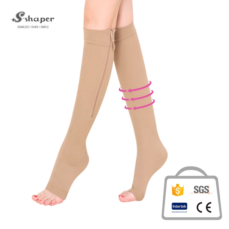 Medical Zipper Mampatan Calf Socks Factory