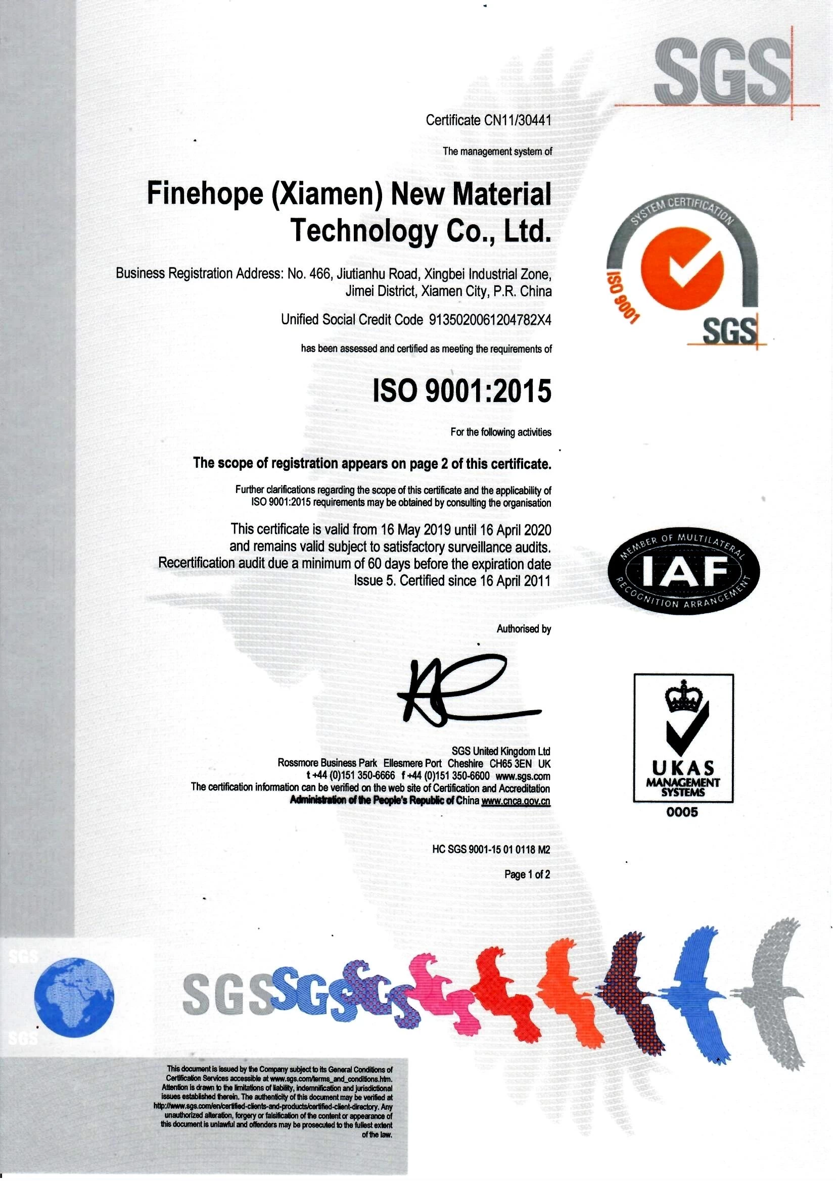 Cina ISO9001-2015证书-中英文版20190522(2)_页面_3 produttore