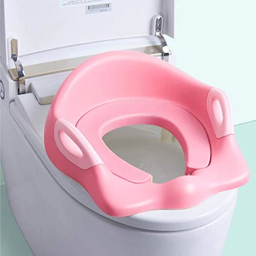 Kids Premium Comfortable Potty Toilet Training Seat With Handle Soft PU Cushion (pink)