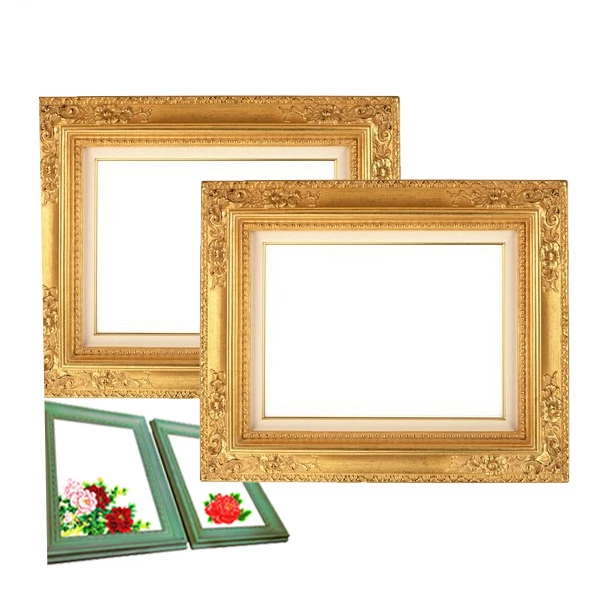 PU imitation brass frame, unique design decorative frames, oval carved frame