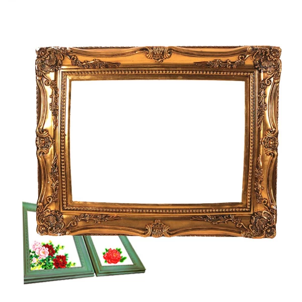 PU imitation brass frame, unique design decorative frames, oval carved frame
