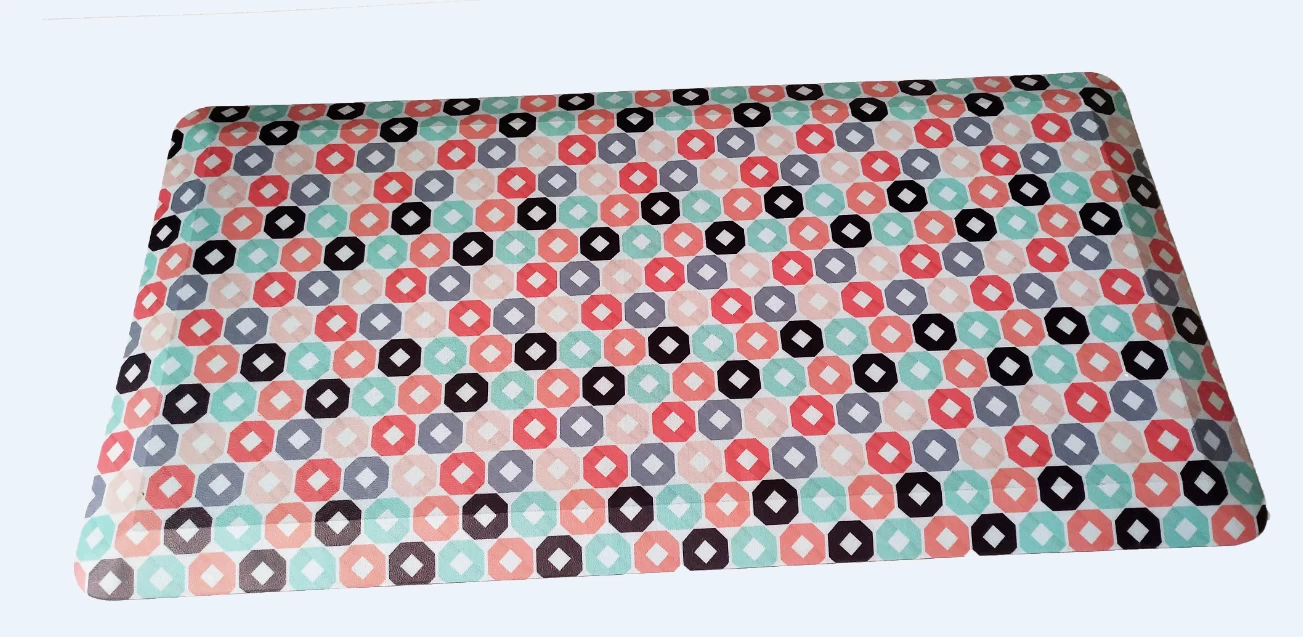 Non-slip mat in leather with PVC coating and print