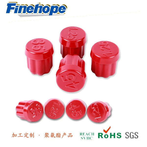 China Polyurethane Dumbbell Plug, PU Elastic Circular Tube Plug, PU Digital Red Plug, China Polyurethane Product Production Plant Hersteller