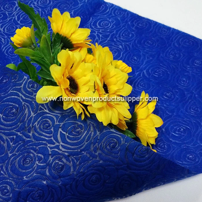 Blue Rose Embossing GTRX-ROBL01 PP Spunbonded Non Woven Flower Bouquet Wrapping Paper