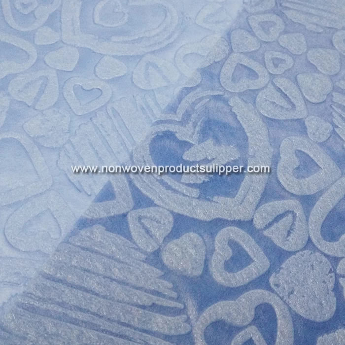 China Company Light Blue Heart-shaped Embossing GT-HSLIBL01 PP Spunbonded Non Woven Fabric Flower Wrapping