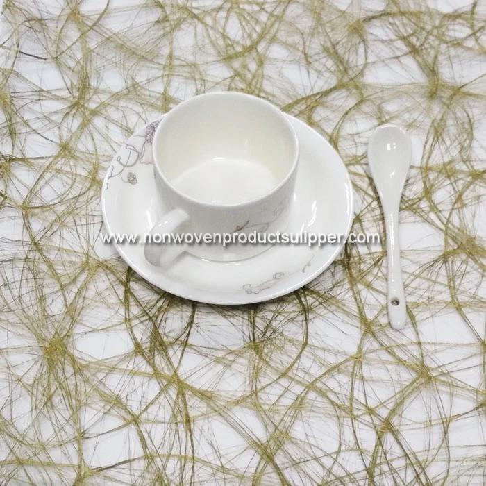 GTDL1001-K Golden Color Floss Non woven Flower Wrapping Paper Fabric For Hotel Tables On Sales
