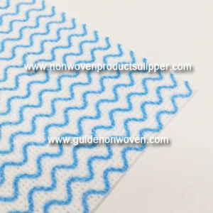 China Blue Wave Printing 70% Viscose 30% Polyester 13 Mesh 80 GSM Spunlace Nonwoven Fabric For Duty Wipes manufacturer
