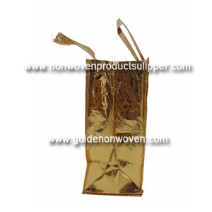China Customized Logo Wholesale Non Woven Fabric Handle Wine Bottle Bags manufacturer
