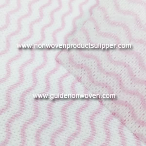 China Pink Wave Printing 70% Viscose 30% Polyester 22 Mesh Spunlace Nonwoven Fabric For Duty Wipes manufacturer