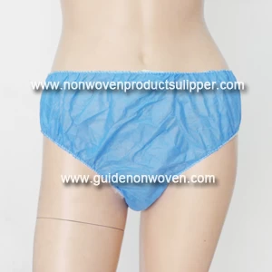 China SMS Non Woven Fabric Light Blue Female Disposable Panties manufacturer