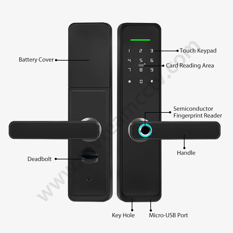 High Security Anti Theft Smart Lock Door Thumbprint Biometric Intelligent Electronic Fingerprint WiFi TTLock Tuya Door Lock 