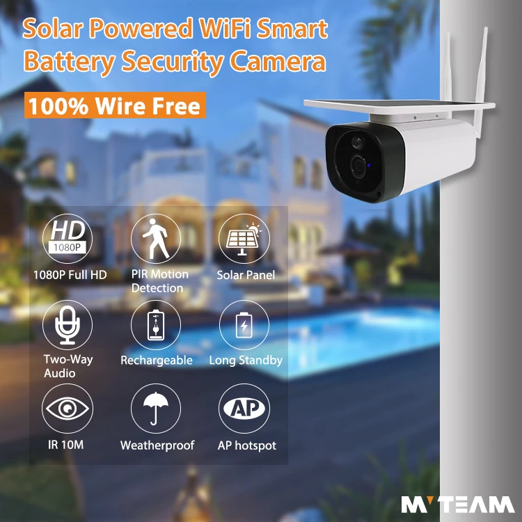 2020 Wireless Waterproof Outdoor 4G WiFi Solar Camera 1080P PIR Two-way Audio Solar Panel Powered Battery Security Camera 