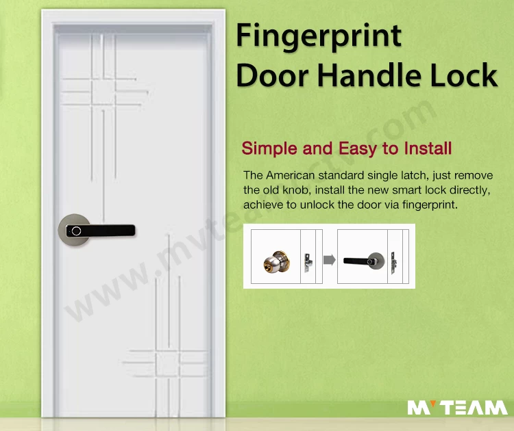 Simple Design And Easy Install Smart Door Handle Lock Chargeable Biometric Fingerprint Lock With Small Body