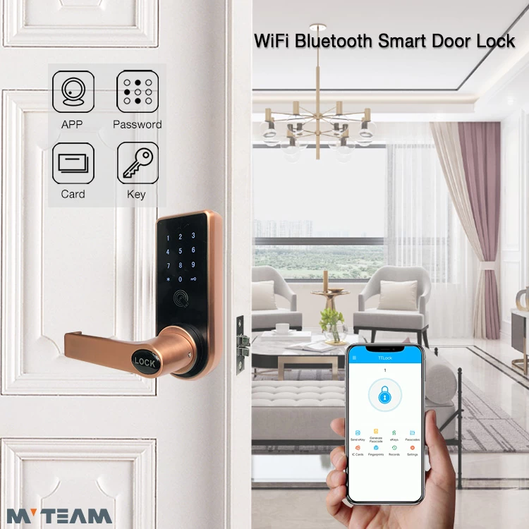 American Standard Door Lock Phone Controlled Bluetooth APP SMS WiFi Electronic Security Keyless Digital Smart Door Lock