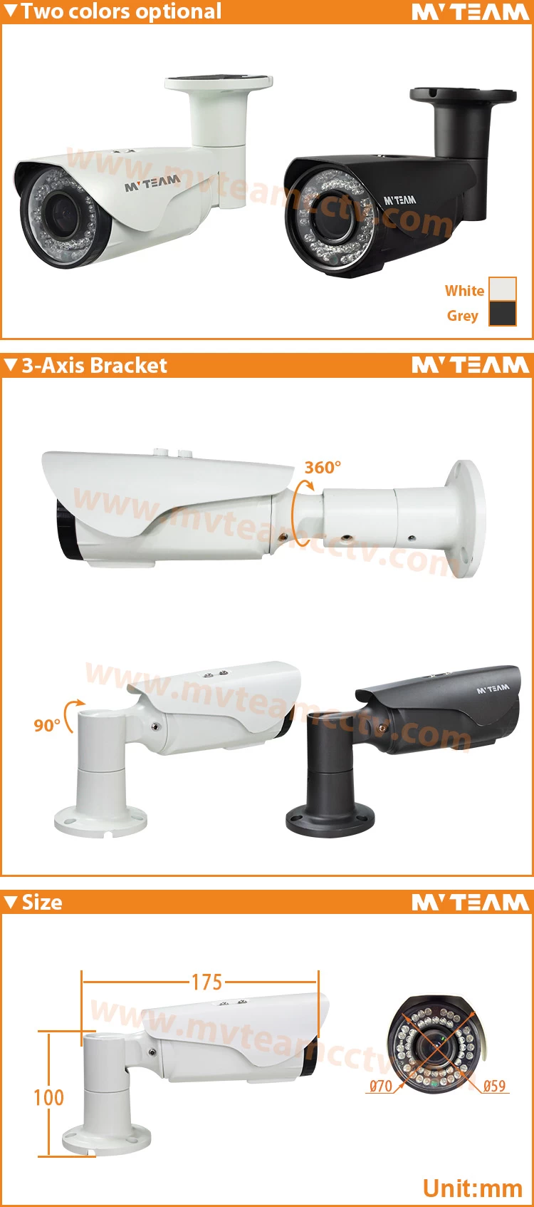 3MP 2048*1536 Resolution Color Waterproof varifocal ir bullet camera(MVT-AH21F)