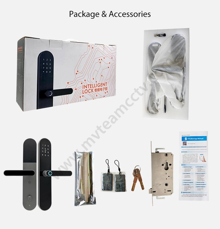 China Factory Price Fingerprint Smart Door Lock Digital M1 Card WiFi APP Bluetooth Smart Home Hotel WiFi Door Lock System