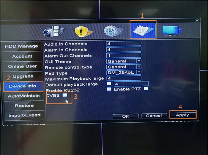 How to Enable BNC output for MVTEAM 5-in-1 Hybrid DVR?