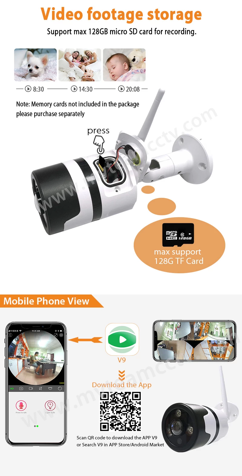 3MP 2MP Outdoor Waterproof Bullet IR Day and Night 360 Degree Panorama VR Wifi Camera    