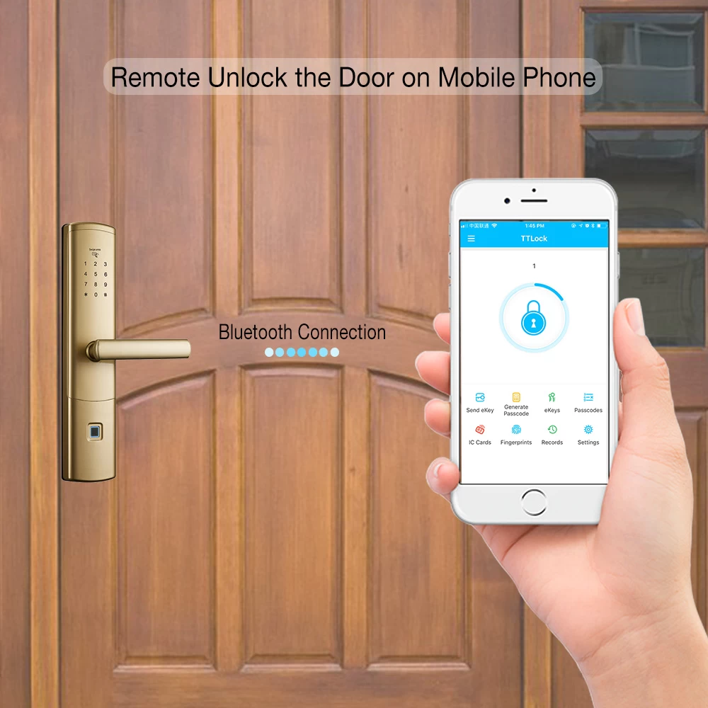 Phone Controlled Door Locks Digital WiFi Bluetooth Smart door lock With TTLOCK APP 