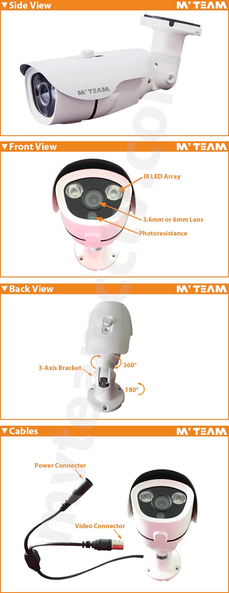 New Model Aptina Chipset 3MP outdoor waterproof monitoring security camera(MVT-AH14F)