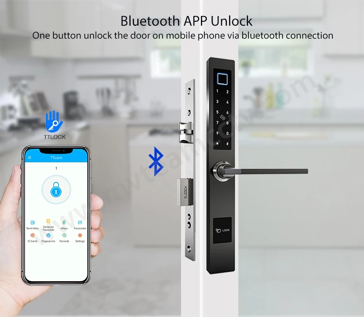 Slim Smart Lock For Aluminum Glass Door TTLock APP Smartphone Control WiFi Wireless Remote Fingerprint Door Lock 