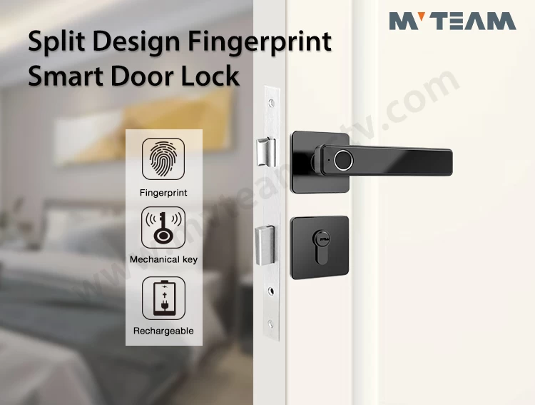 New Arrival! Split Design Fingerprint Smart Door Handle Lock With Mechanical Key