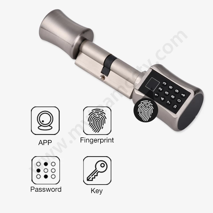 Tuya APP Bluetooth Smart Cylinder Lock Battery Powered Keypad Code Fingerprint Keyless Internet Remote Safe Lock For Home