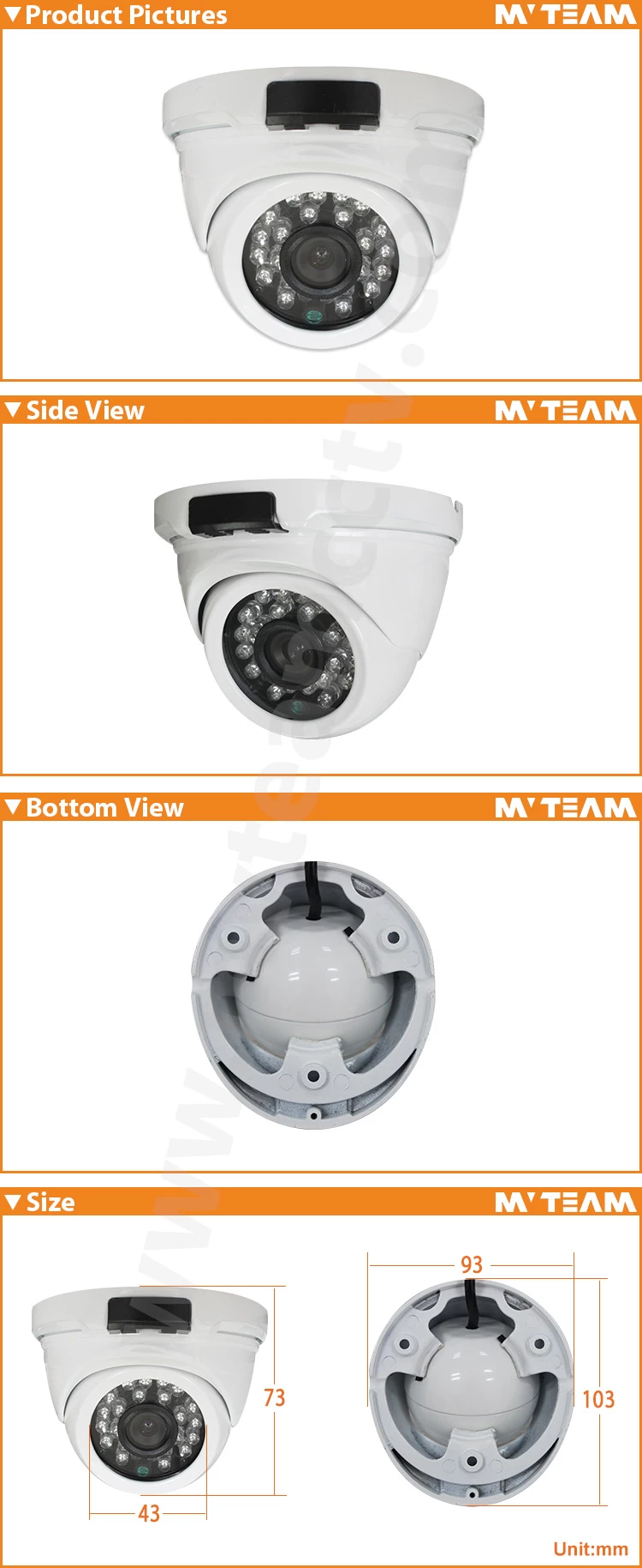 Vandalproof Metal Housing Dome 720P,1024P 1080P AHD Camera with fixed lens(MVT-AH34)